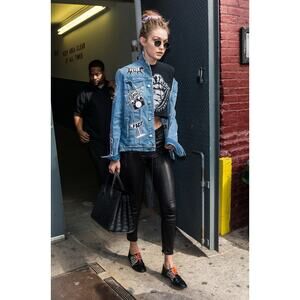 FRAME Denim Embroidered Patches Denim Jacket Sz S